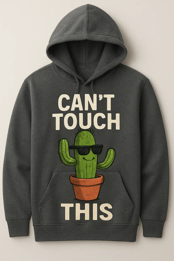 A cactus in sunglasses printed on a fleece-lined custom hoodie