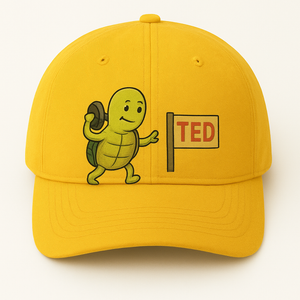 Prompt: A turtle hosting a TED Talk on patience.