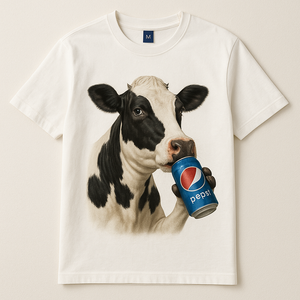 Prompt: A cow Drinking a Pepsi Can.