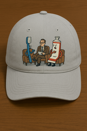 Prompt: A cap having Toothbrush and toothpaste arguing in couples therapy