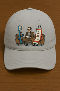 Prompt: A cap having Toothbrush and toothpaste arguing in couples therapy