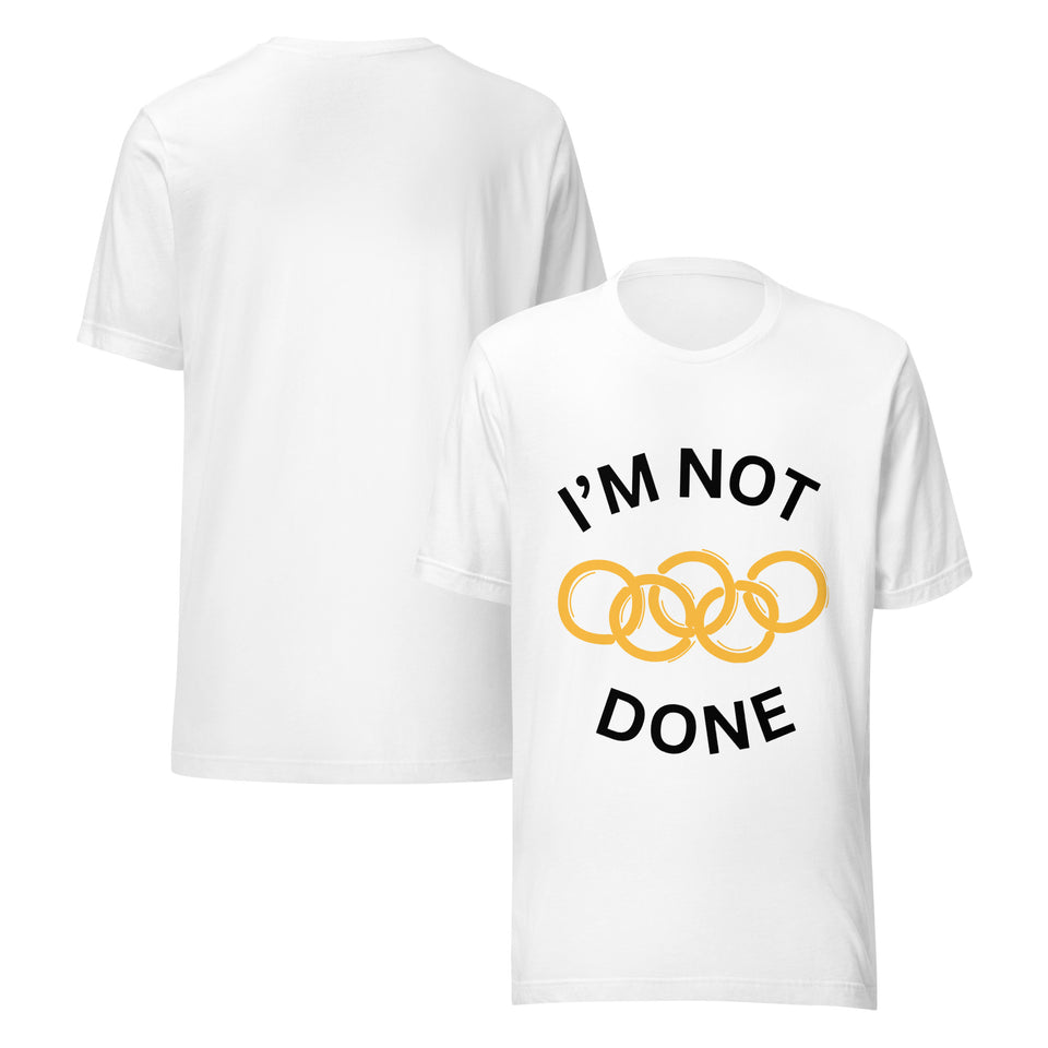 Blank unisex staple t-shirt in white, front and back view, available XS to 5XL